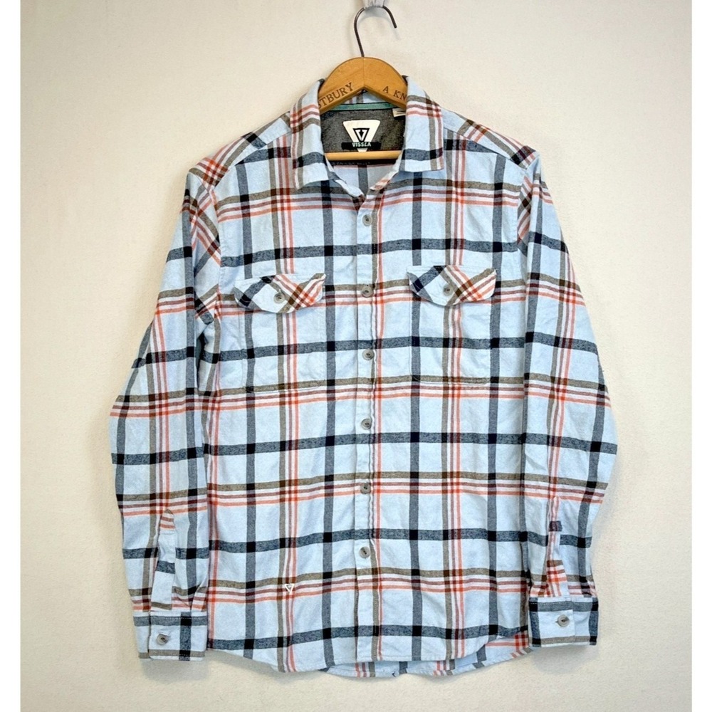 Vissla Central Coast Flannel Shirt Mens Medium Blue Plaid Long Sleeve M513YCEC